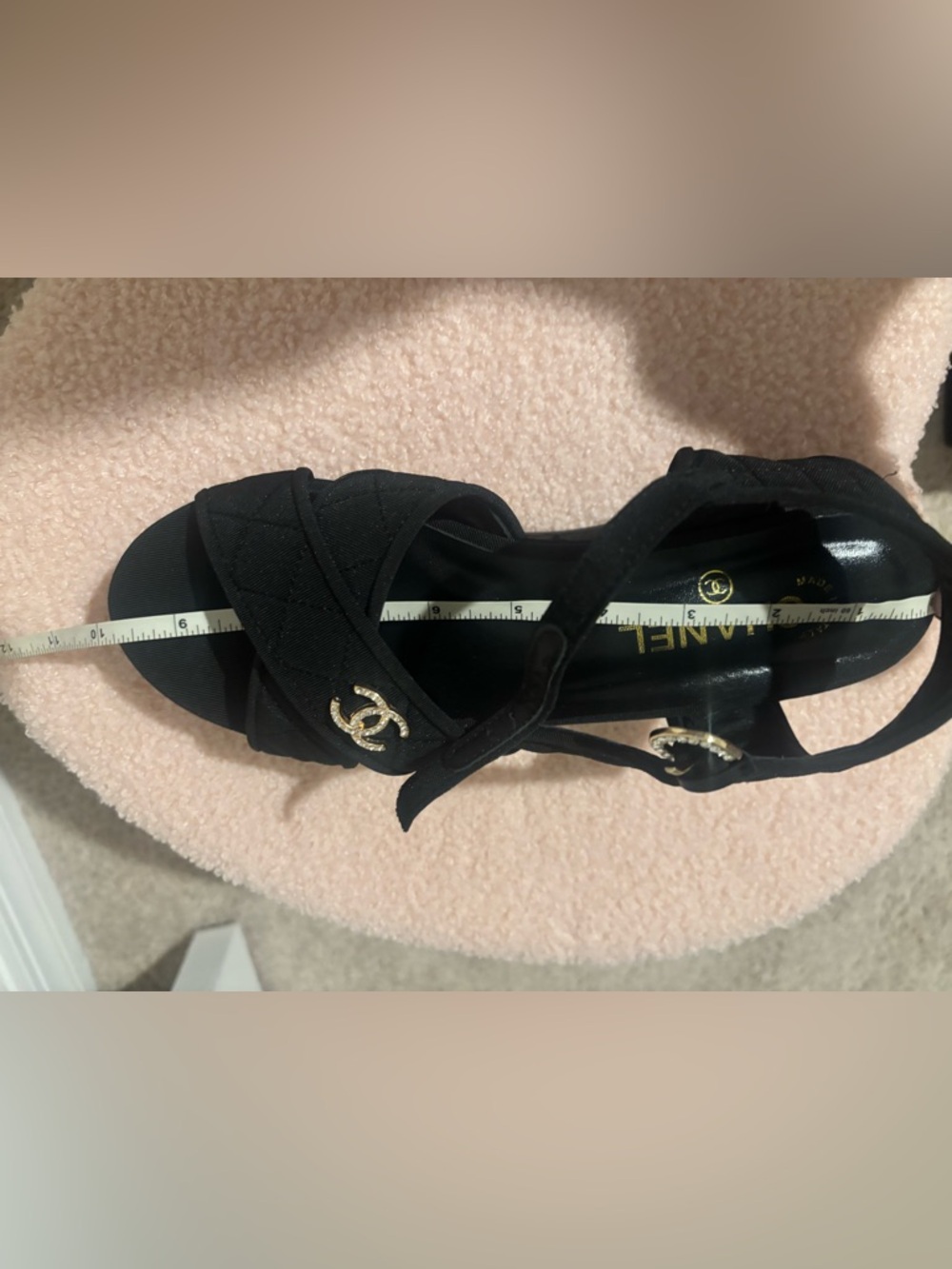 CHANEL Black Quilted Platform Sandals with Gold CC Hardware - Picture 12 of 12